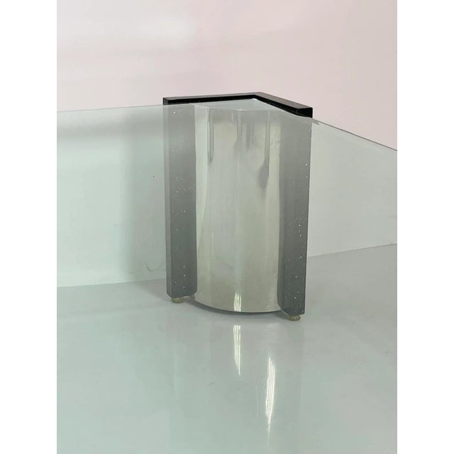 Terrazzo, Stainless Steel & Glass Coffee Table After Karl Springer, Usa 1970's For Sale - Image 10 of 13