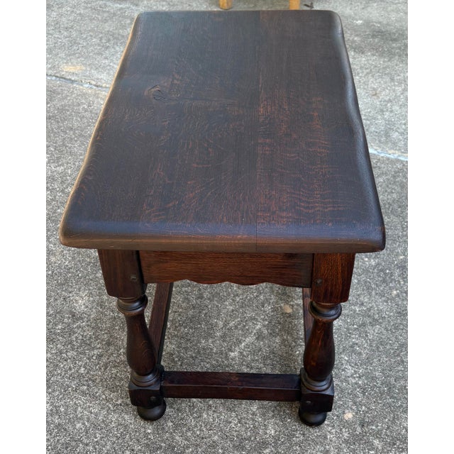 Early 20th Century Antique Hand Hewn Side Table With Drawer and Pegged Construction For Sale - Image 5 of 8