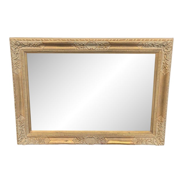 Carved Floral Wood Frame Mirror For Sale