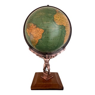 Figural Atlas & Globe Light by George F. Cram Co., C. 1940's For Sale