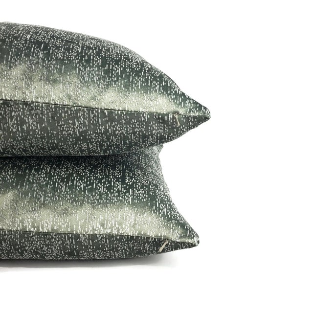 2020s Jane Churchill Twilight in Aqua Pillow Cover - 20" X 20" Silver Sage Velvet Cushion Case For Sale - Image 5 of 7