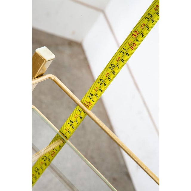 1960s Bar Cart Serving Trolley Brass Rolling Bar Glass 2 Tier Gold For Sale - Image 11 of 12