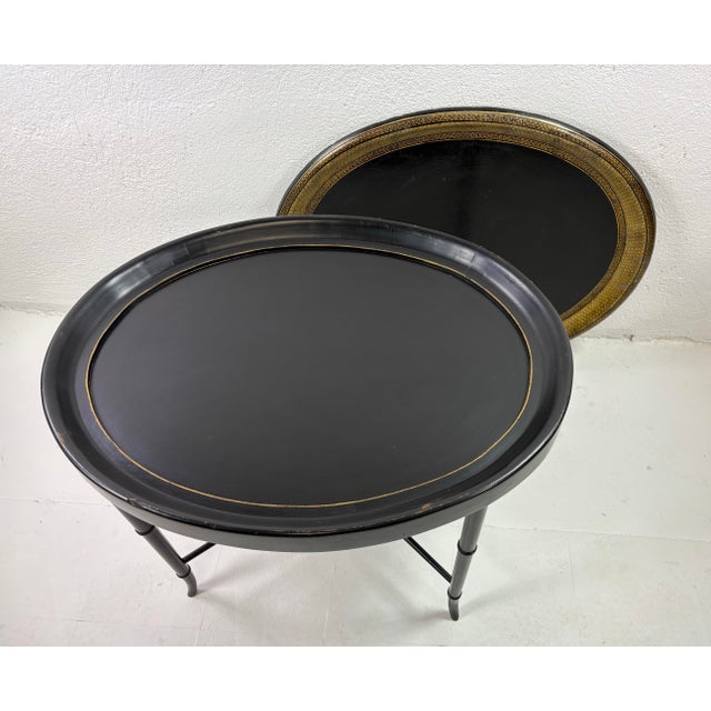 Late 19 Century Regency Style Papier-Mâché Tray Table For Sale - Image 4 of 12