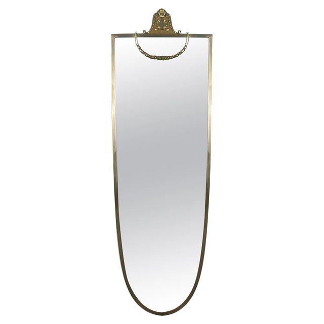 Italian Brass Wall Mirror, 1950s For Sale