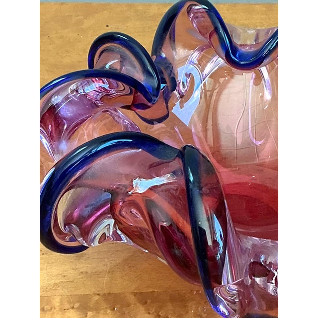 Murano Murano Pink and Blue Glass Bowl For Sale - Image 4 of 18