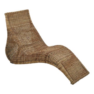 Woven Wicker Chaise Lounge For Sale