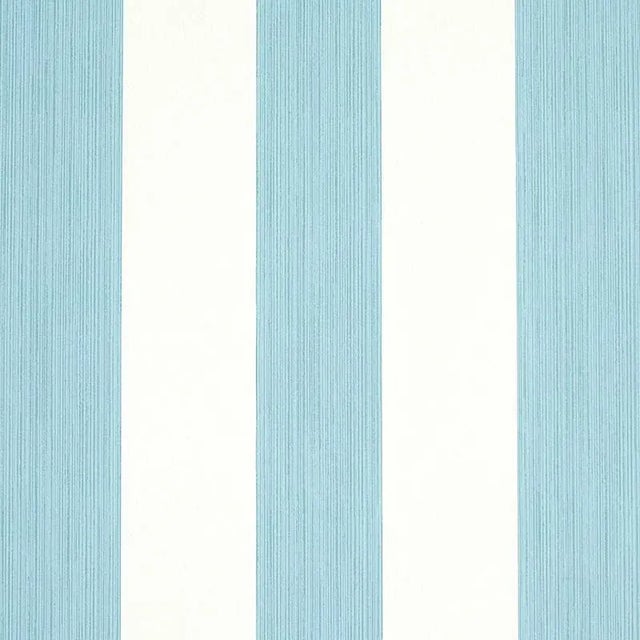 Schumacher Edwin Stripe Wide Wallpaper in Slate For Sale