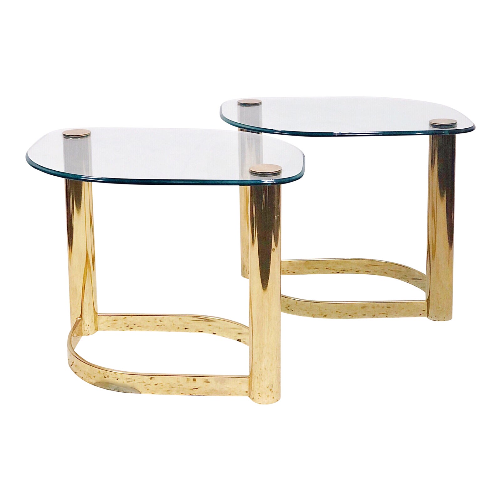 Pace Collection Brass & Glass Side Tables a Pair Chairish