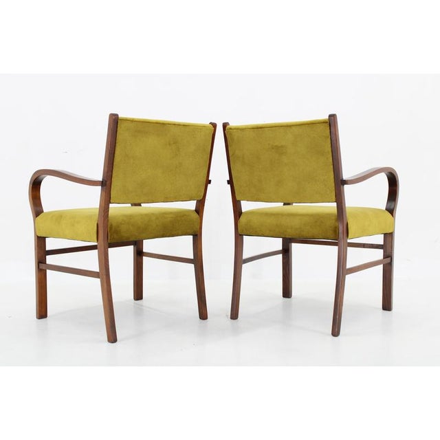 Brown Art Deco Beech Armchairs, Czechoslovakia, 1940s, Set of 2 For Sale - Image 8 of 18