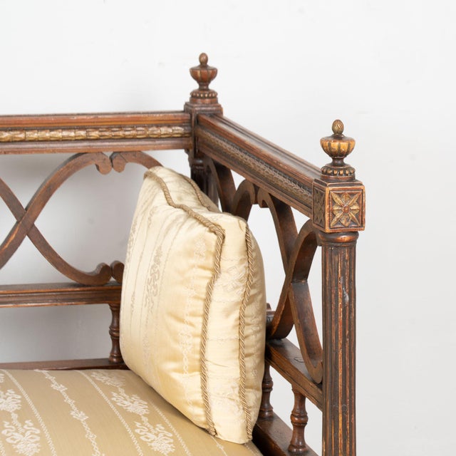 19th Century Swedish Original Painted Gustavian Bench Settee For Sale - Image 11 of 18