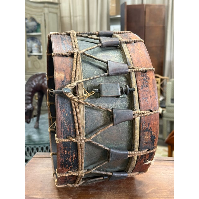 Antique European Rope-Tension Snare Drum With Original Patina | 19th Century Military Style For Sale - Image 4 of 5