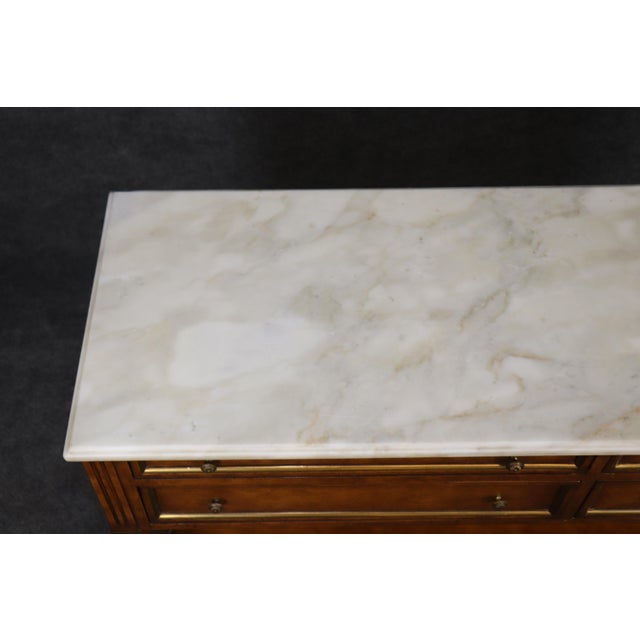 Louis XVI Style Brass Mounted Marble Top Two Tier Console Table For Sale In Philadelphia - Image 6 of 16