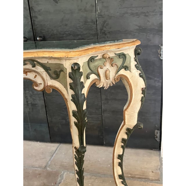 Stone 19th Century Rococo Style Italian Console Table Marble Top For Sale - Image 7 of 18