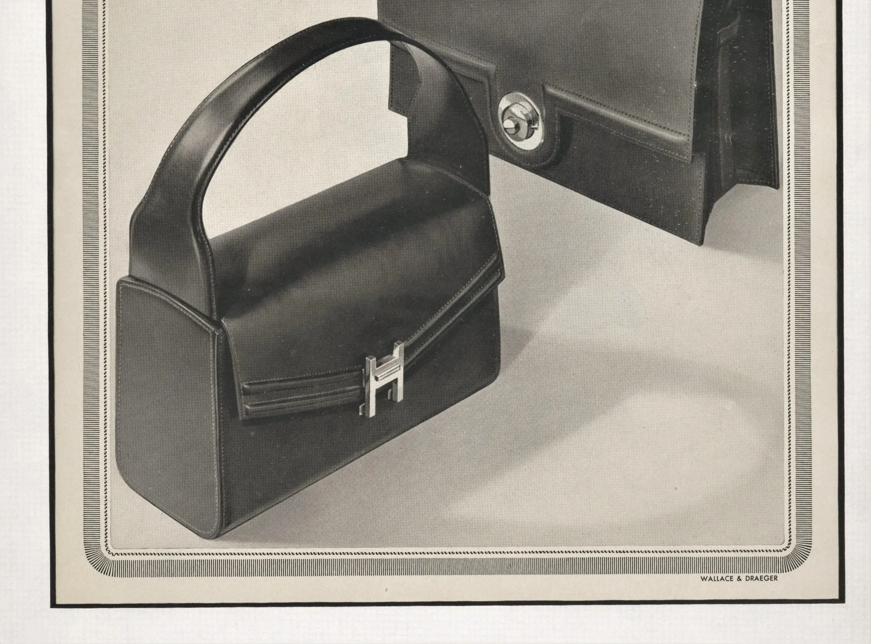 1949 Mid-Century French Hermes Handbag Advertisement Print, Matted