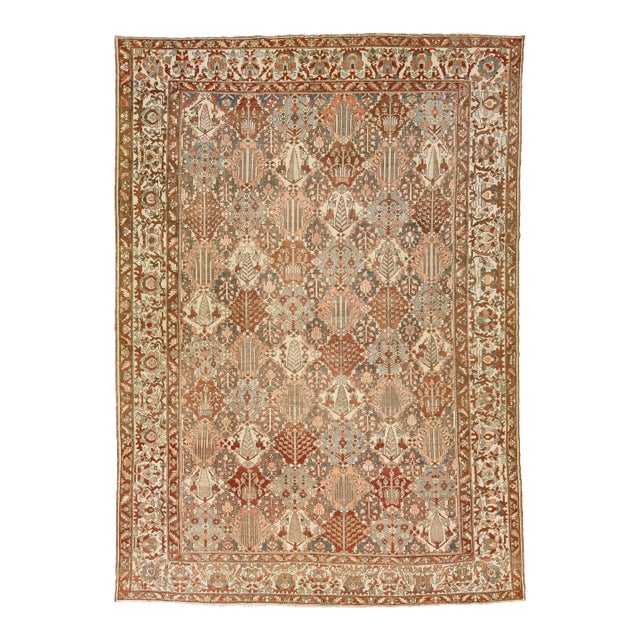 Antique Multicolor Persian Bakhtiari Designed Wool Rug For Sale