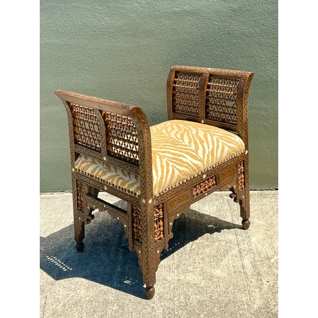 Moroccan Vintage Moroccan Inlay Bench For Sale - Image 3 of 12