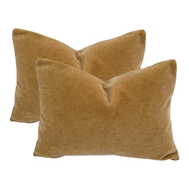 Golden Camel Mohair Lumbars 12" X 22" - a Pair For Sale