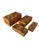 A graduated set of four vintage bamboo boxes, each lid finished in a scorched parquet basket-weave pattern topped with a...