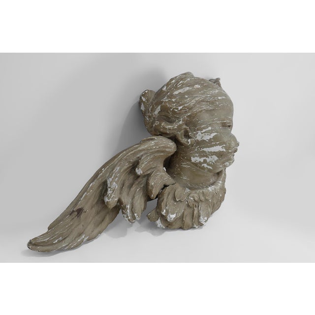 French Putti Sculpture in Limewood and Plaster, 18th Century For Sale - Image 4 of 12