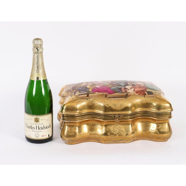 Large Antique French Sevres Golden Porcelain Casket, 1800s For Sale - Image 13 of 14