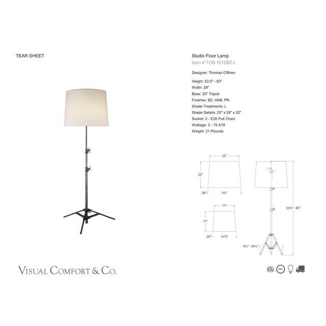 Thomas O'Brien by Visual Comfort Signature Studio Floor Lamp in Bronze with Linen Shade Designer: Thomas O'Brien Height:...