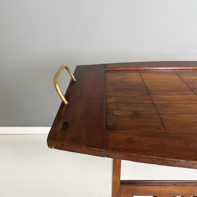 Wood Italian Coffee Table in Wood and Brass, 1900s For Sale - Image 7 of 14