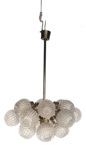 Bohemian Crystal and Brass Chandelier, Italy, 1960s
