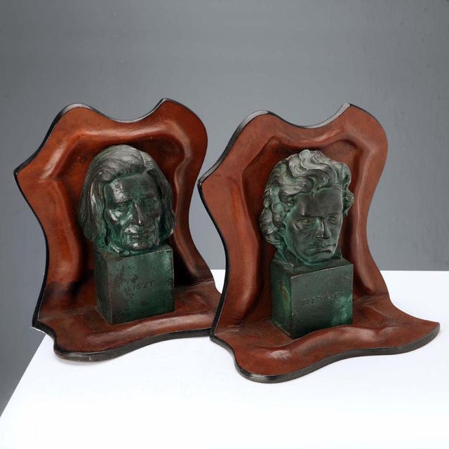 Bronze and Leather Bookends, Set of 2 For Sale - Image 10 of 10