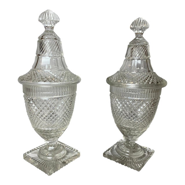Anglo Irish Cut Glass Pokals - A Pair For Sale