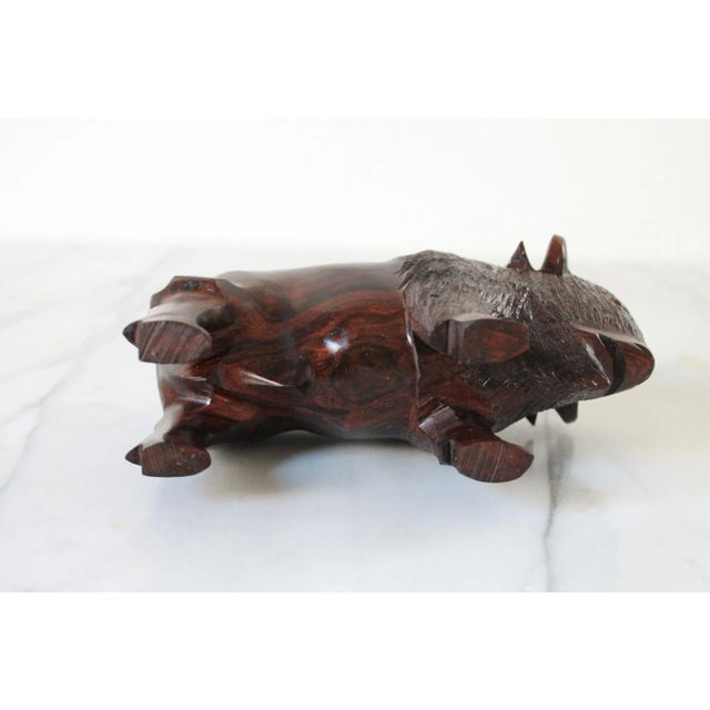 Vintage Hand Carved Iron Wood American Buffalo / Bison Sculpture For Sale - Image 9 of 9