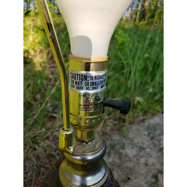 2000 - 2009 Uttermost Lighting Table Lamp Wood Carved-Look 2004 Dark Brown For Sale - Image 5 of 8