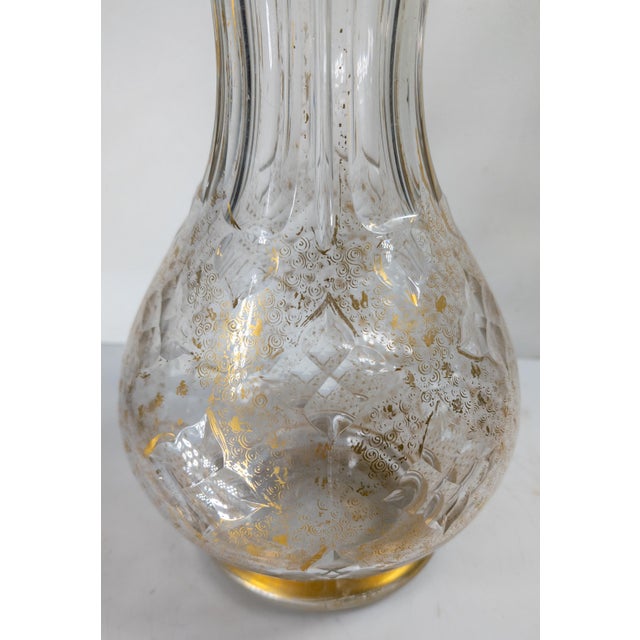 19th Century French or Bohemian Cut Glass Crystal Vase With Gilding For Sale - Image 13 of 15