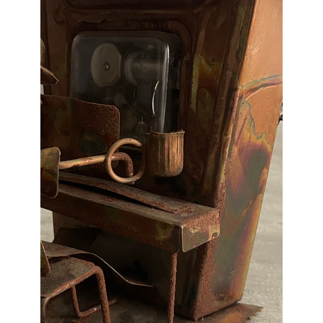 Mid 20th Century Vintage 1970s Brutalist Copper "The Entertainer" Piano Player Music Box For Sale - Image 5 of 11