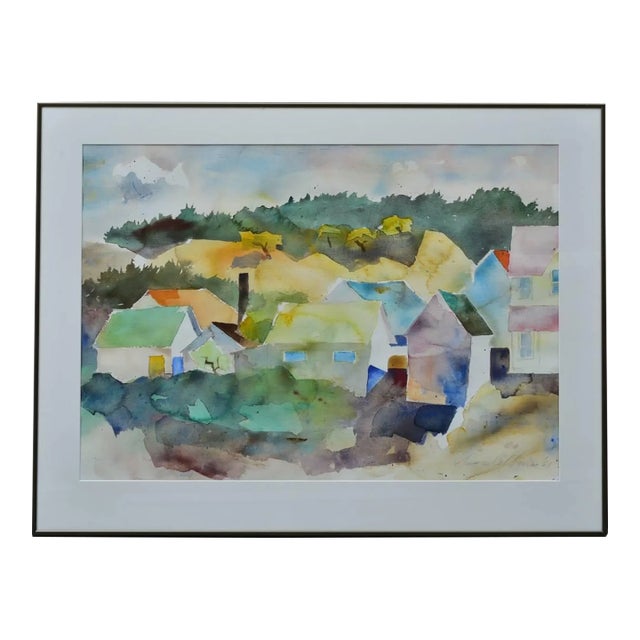 Samuel Bolton Colburn Watercolor of California Ranch, Dated 1981, Framed For Sale