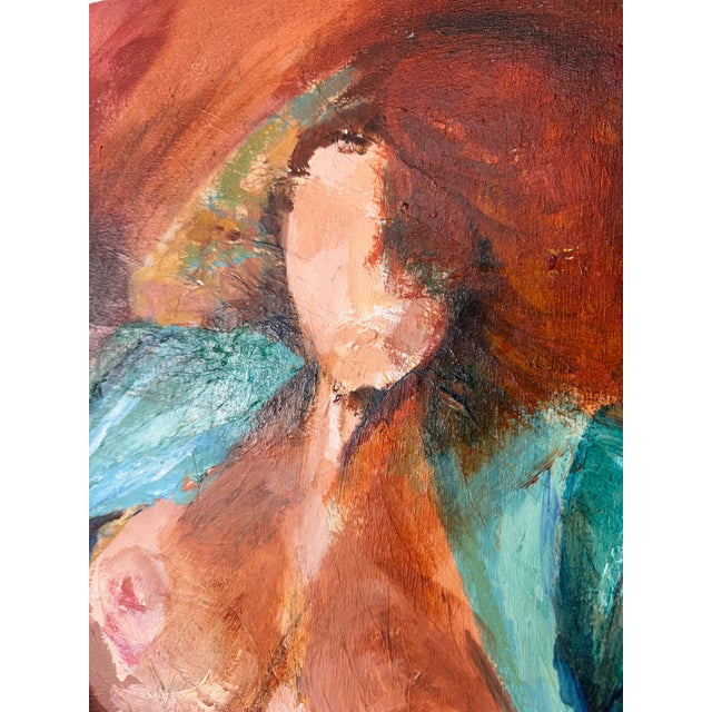 1983 Marcia Davis “Seated Nude With Blue Robe” Mixed Media Oil on Canvas Painting – Unframed For Sale - Image 10 of 12