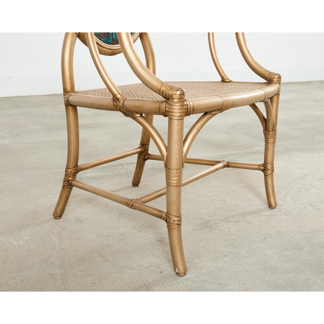 Set of Eight McGuire Gilt Rattan Caned Dining Chairs For Sale - Image 13 of 18