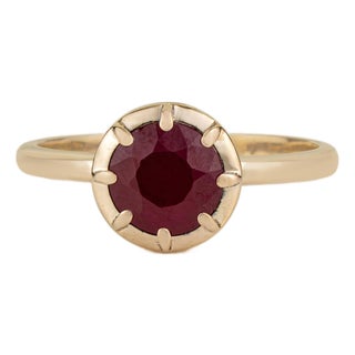 Handcrafted 1.75ct Natural Ruby Solitaire Ring in 14k Yellow Gold Size 9 For Sale