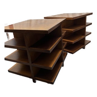 1960s Set of Burled Wood Bookshelf Bedside Tables - In the Manner of Donald Judd For Sale