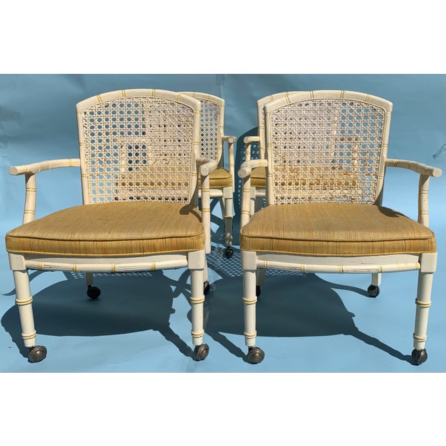Yellow 1960s Mid Century Yellow Cane Backed Chairs, Set of 4 For Sale - Image 8 of 9