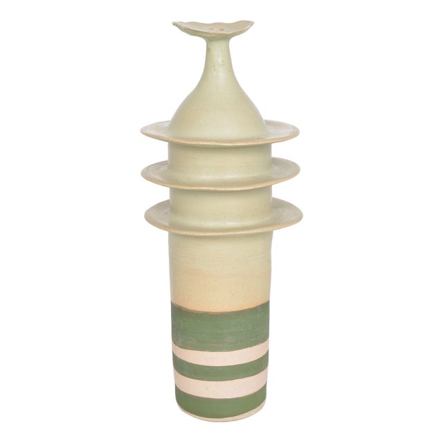 Abstract Studio Pottery Stoneware Pagoda Pot by Alan Ashpool, England, 1970s For Sale
