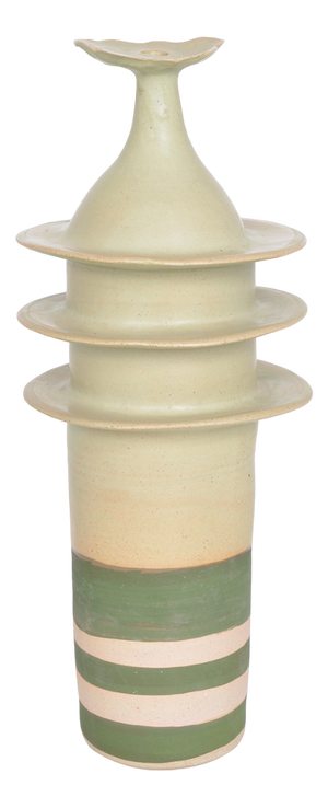 Abstract Studio Pottery Stoneware Pagoda Pot by Alan Ashpool, England, 1970s