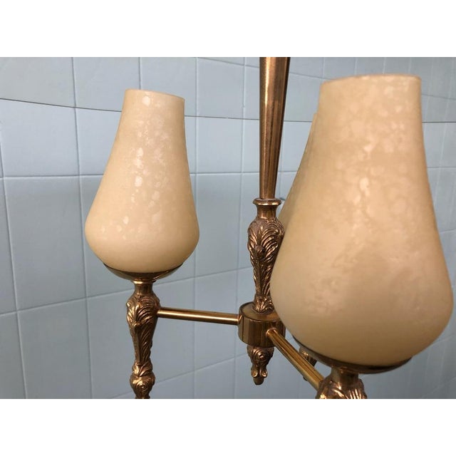 Vintage Chandelier in Brass and Chained Glass Lampshade, 1950s For Sale - Image 10 of 17