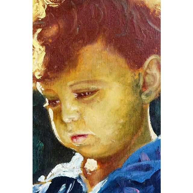 Hannibal De Bellis, Portrait of a Child's Face, 1920s, Oil Painting on Panel, Framed For Sale - Image 4 of 13