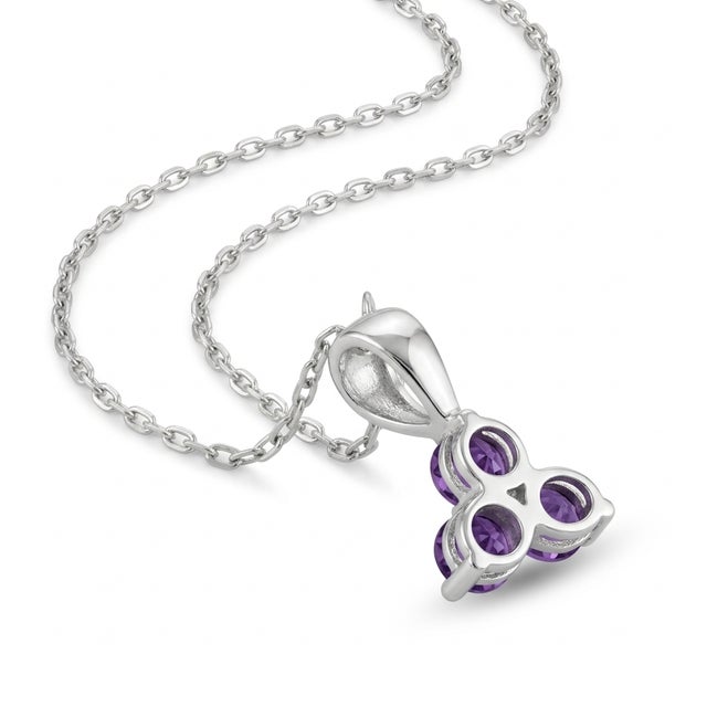 Natural Amethyst Trilogy Pendant, 925 Silver Handmade Purple Gemstone Pendant For Sale - Image 4 of 4