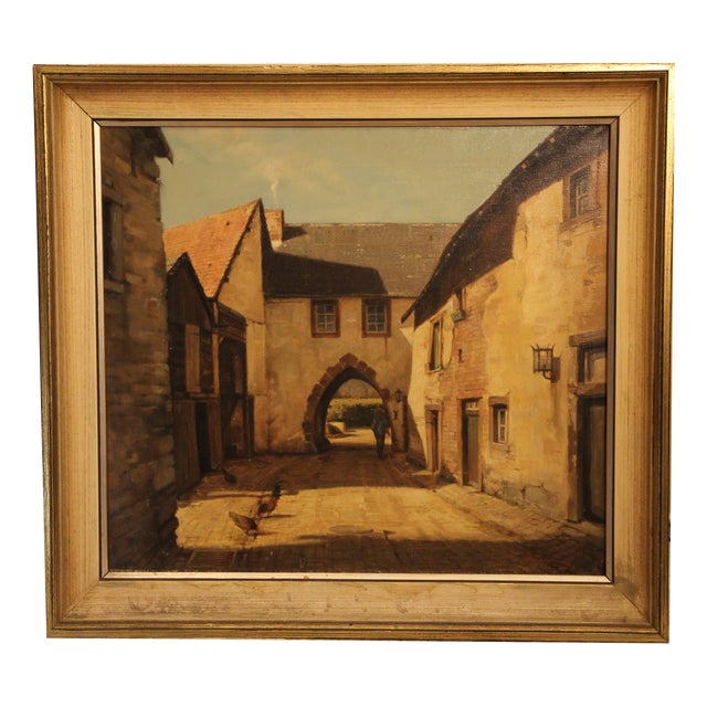 Wolfgang Grünberg, North Gate in Kronenburg, Mid-20th Century, Oil on Canvas, Framed For Sale