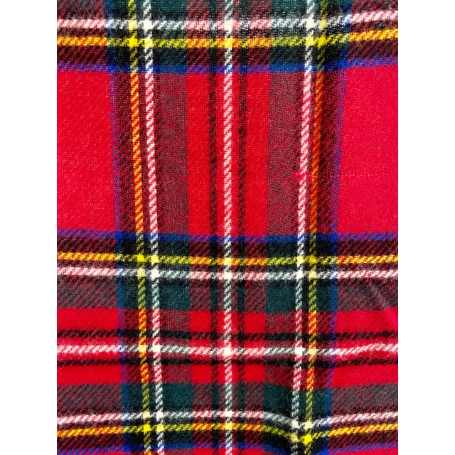 Quintessential Rich Red Tartan Plaid Throw Made From Soft Merino Lambswool - From England For Sale - Image 4 of 12
