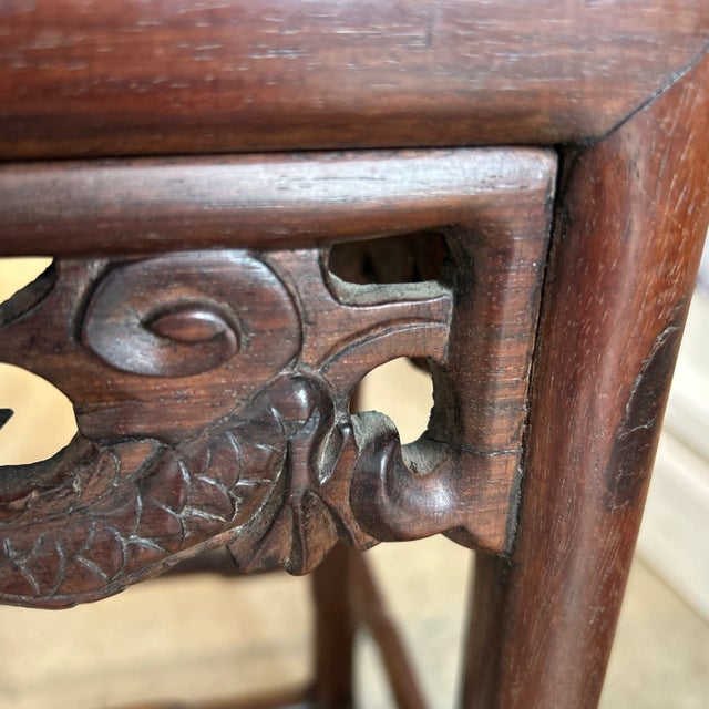 Asian Cherrywood Carved Nesting Tables a Pair For Sale In Miami - Image 6 of 11