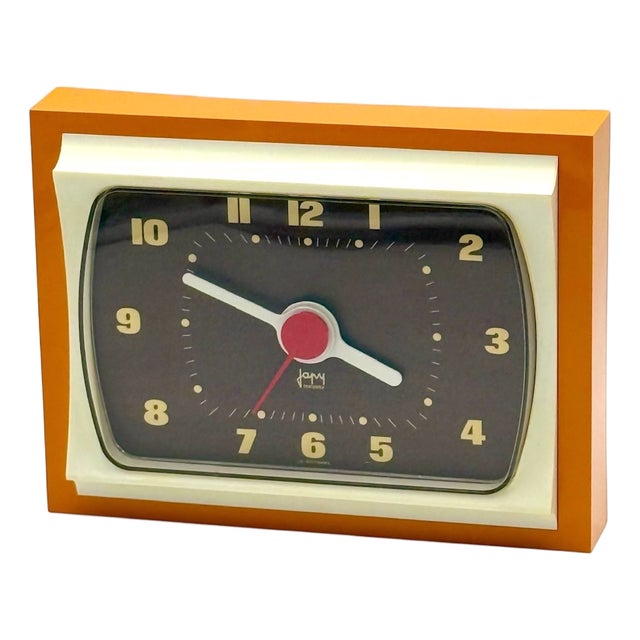 Space Age Mustard Cream and Brown Clock from Japy, 1970s For Sale