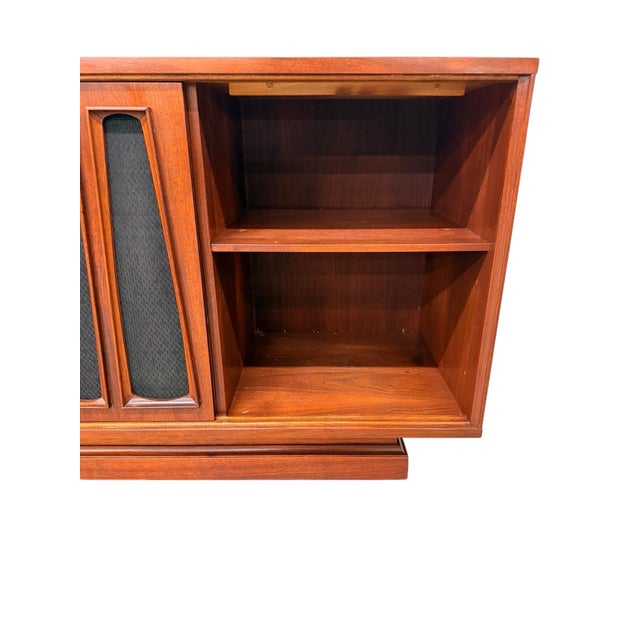 Brown Mid-Century Modern Tambour Walnut Media Cabinet Sideboard - Refinished! For Sale - Image 8 of 8