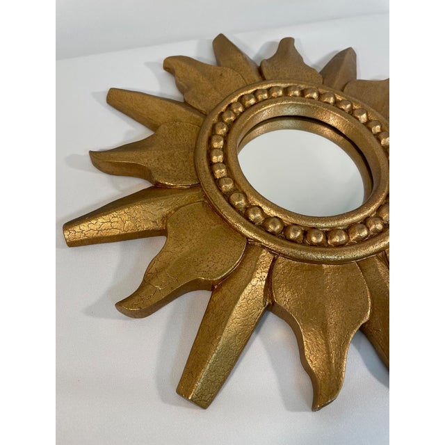 1960s 1960-70s Vintage French Style Gold Gilded Sunburst Wall Mirror For Sale - Image 5 of 12